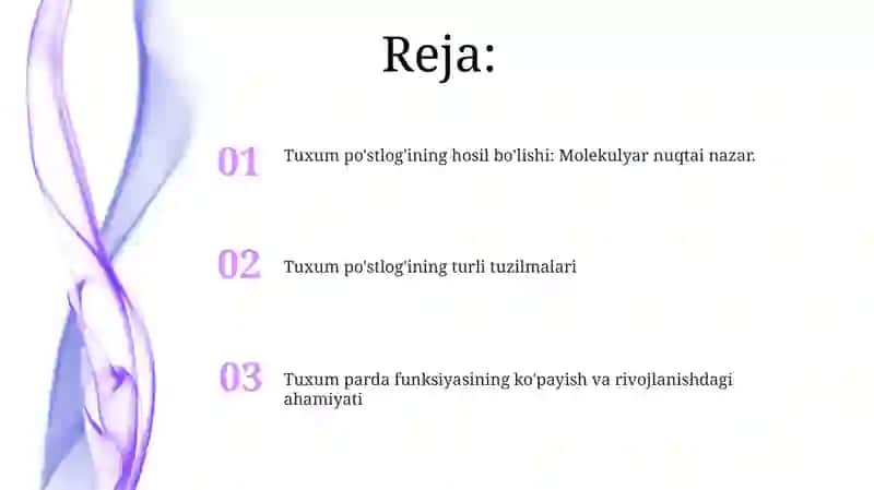 Tuxum po'stlog'ining tuzilmalari 2