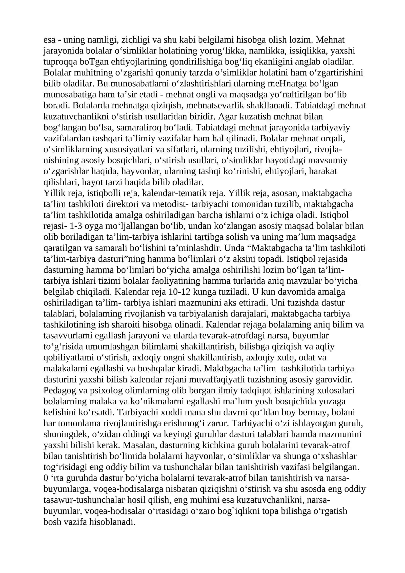 Tabiat bilan tanishtirishda davlat talablari asosida ta’lim faoliyatini rejalashtirish 2