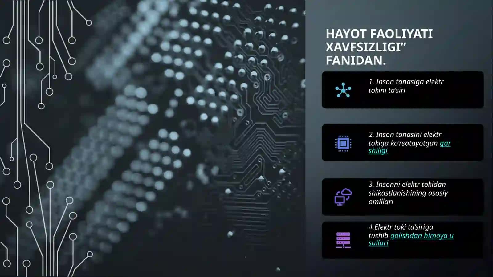 Hayot faoliyati xavfsizligi, . Inson tanasiga elektr tokini ta’siri 2