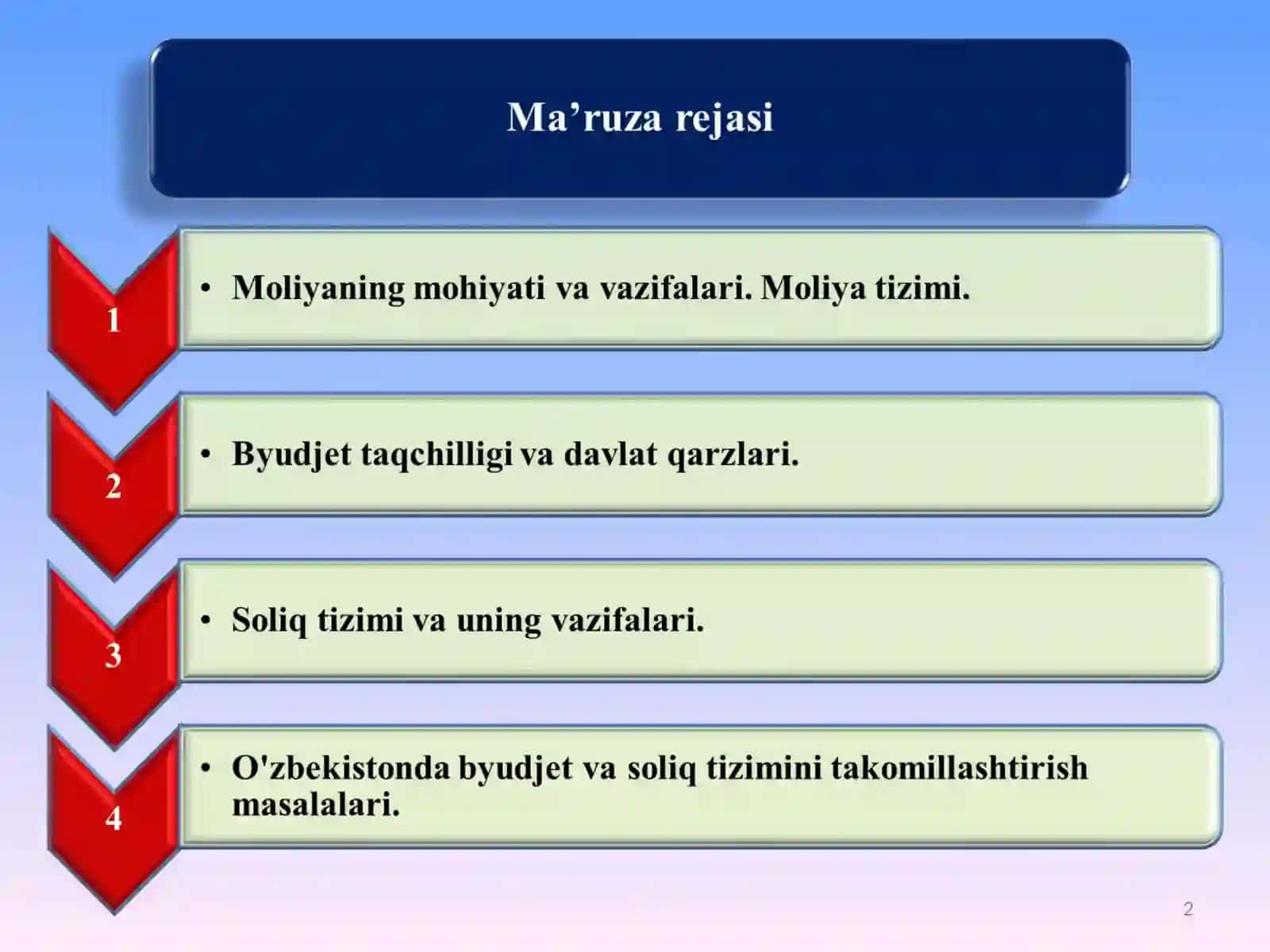 Moliya tizimi va moliyaviy siyosat 2