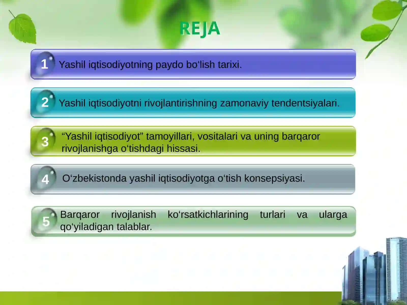 Yashil iqtisodiyot va barqaror o‘sish 2