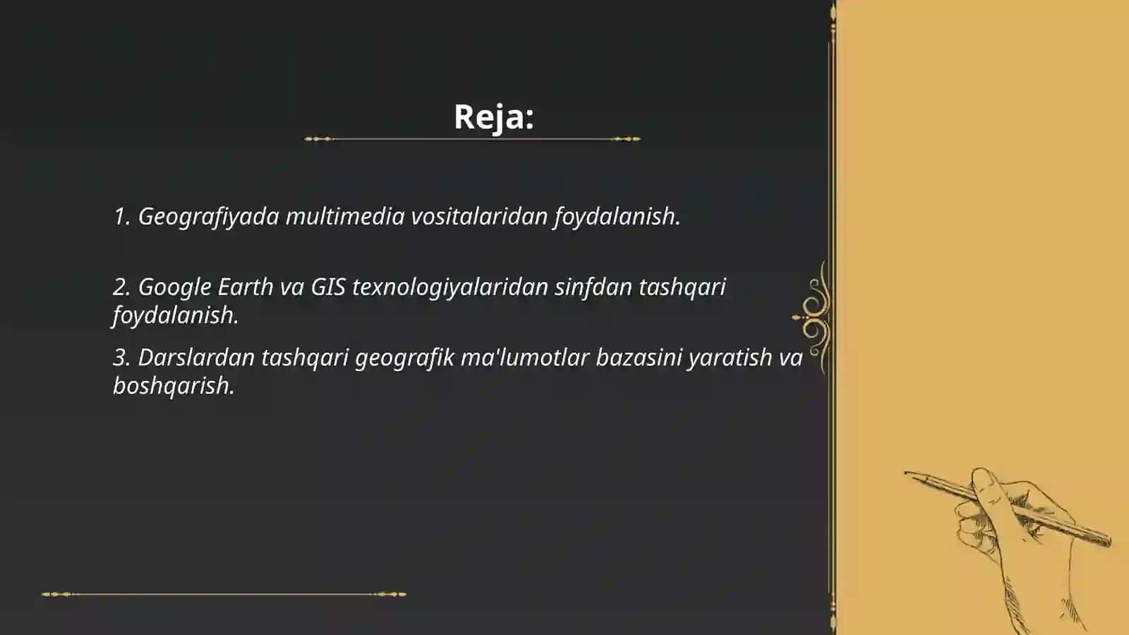 Geografiyadan sinfdan tashqari mashg'ulotlarni tashkil etishda o'quv-texnik vositalardan foydalanish yo'llari 2