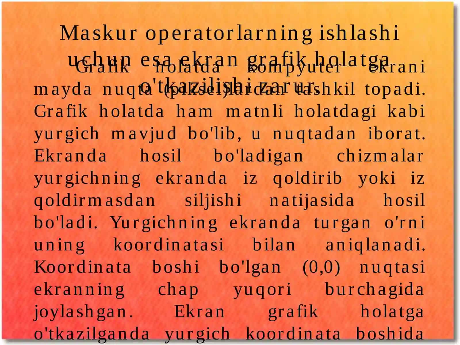 Paskalda ekrannigrafik holatga o'tkazish 2