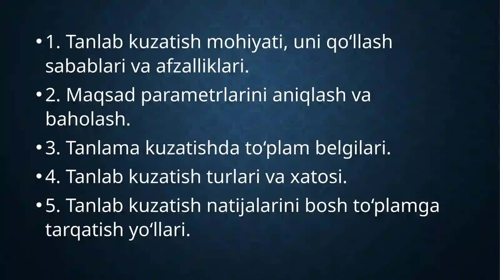 Statistik tadqiqotlarda tanlab kuzatishning qo‘llanilishi 2