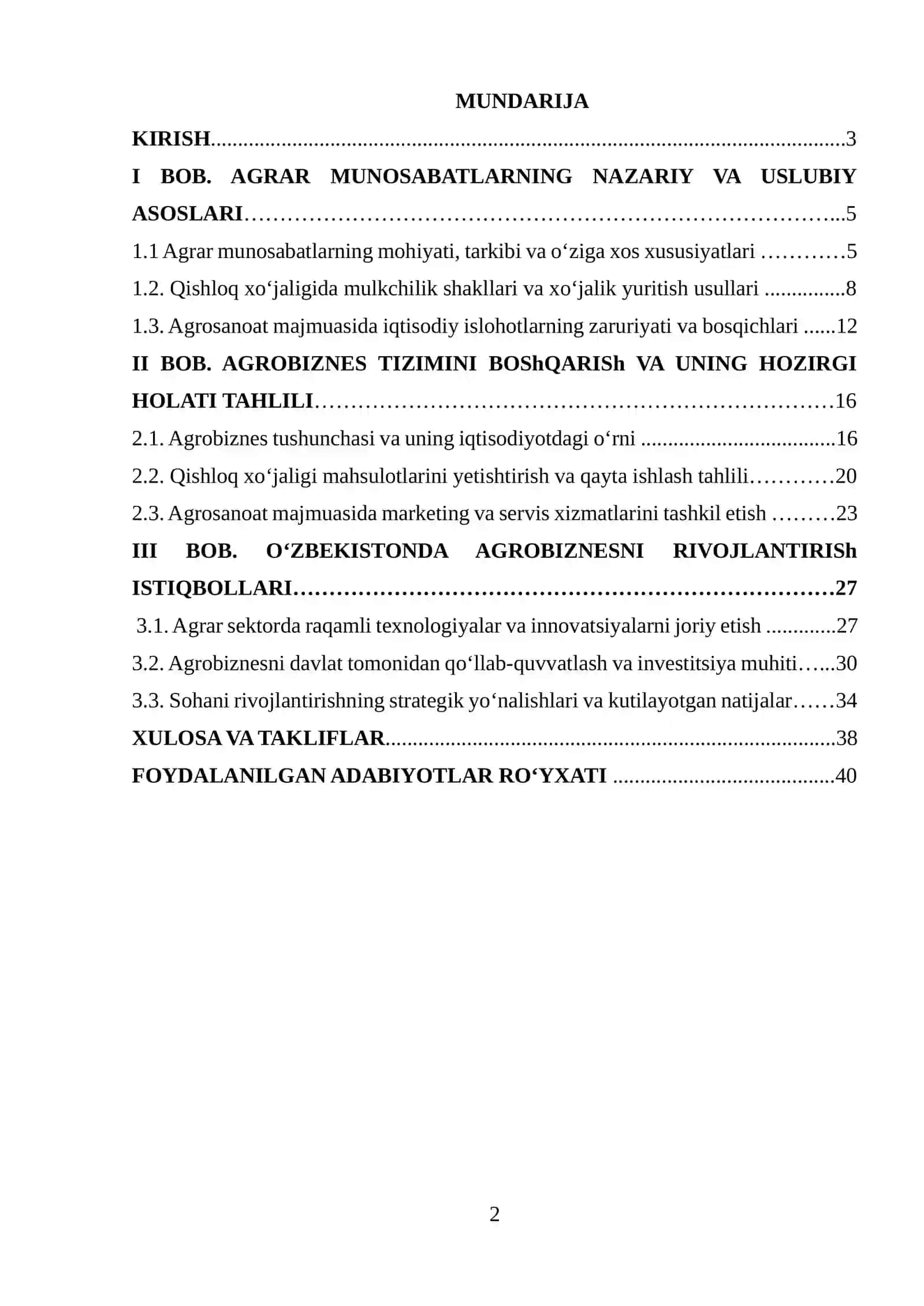 AGRAR MUNOSABATLARNING NAZARIY VA USLUBIY ASOSLARI 2