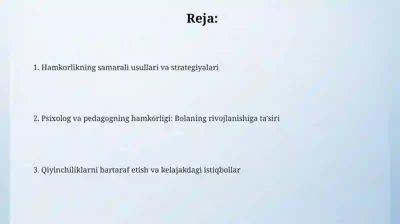 Bola rivojlanishida psixolog va tarbiyachi hamkorligi 2