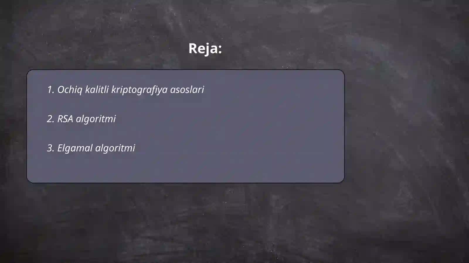 Ochiq kalitli kriptografiya algoritmlari 2