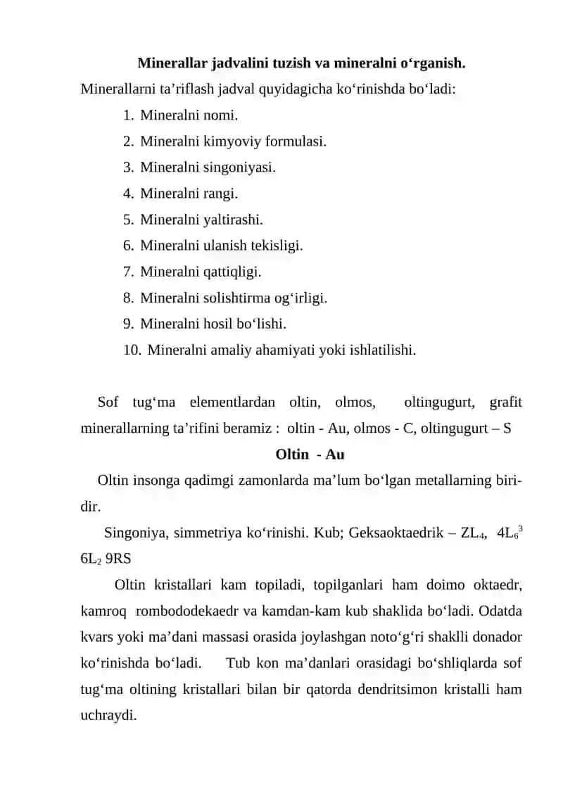 SOF TUG`MA MINERALLAR 2