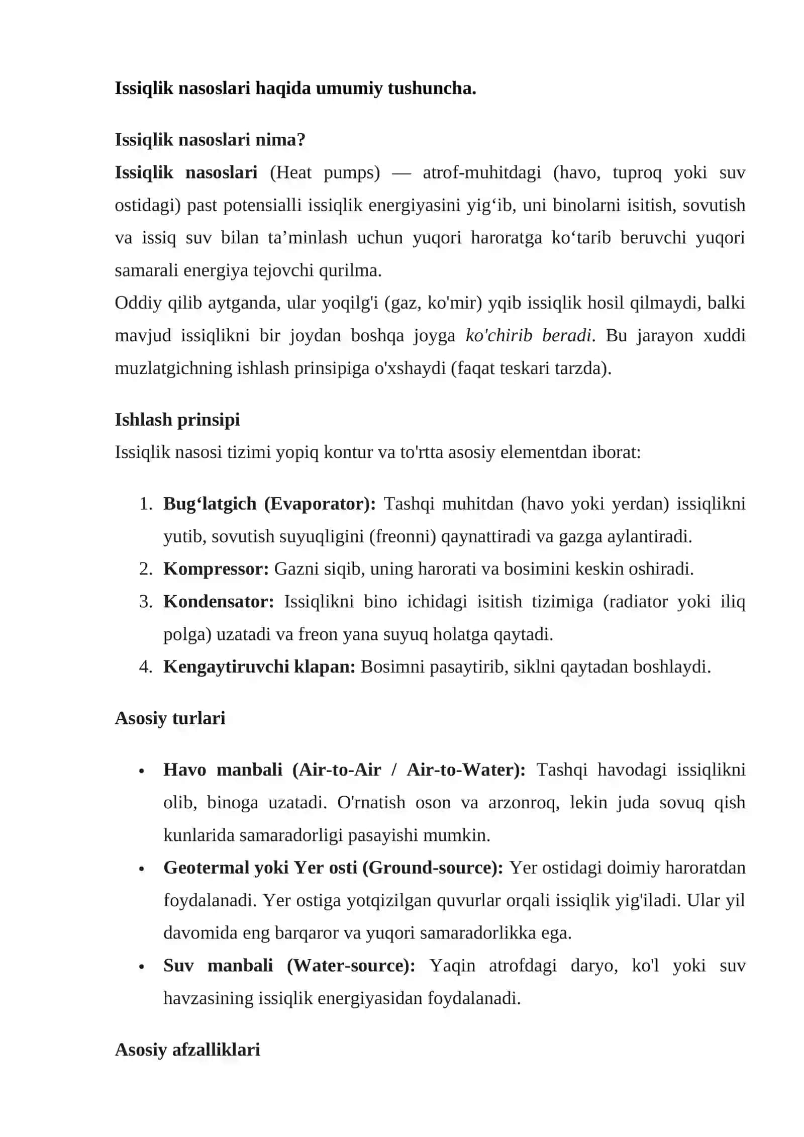 Issiqlik nasoslari 2