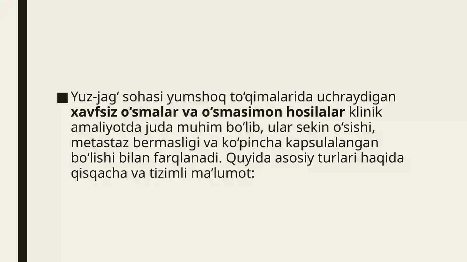 Yuz-jag‘ sohasi yumshoq to‘qimalari xavfsiz o‘smalari va o‘smasimon hosilalari(fibroma,fibramatoz, epulis, lipoma, gemangioma, limfangioma) 2