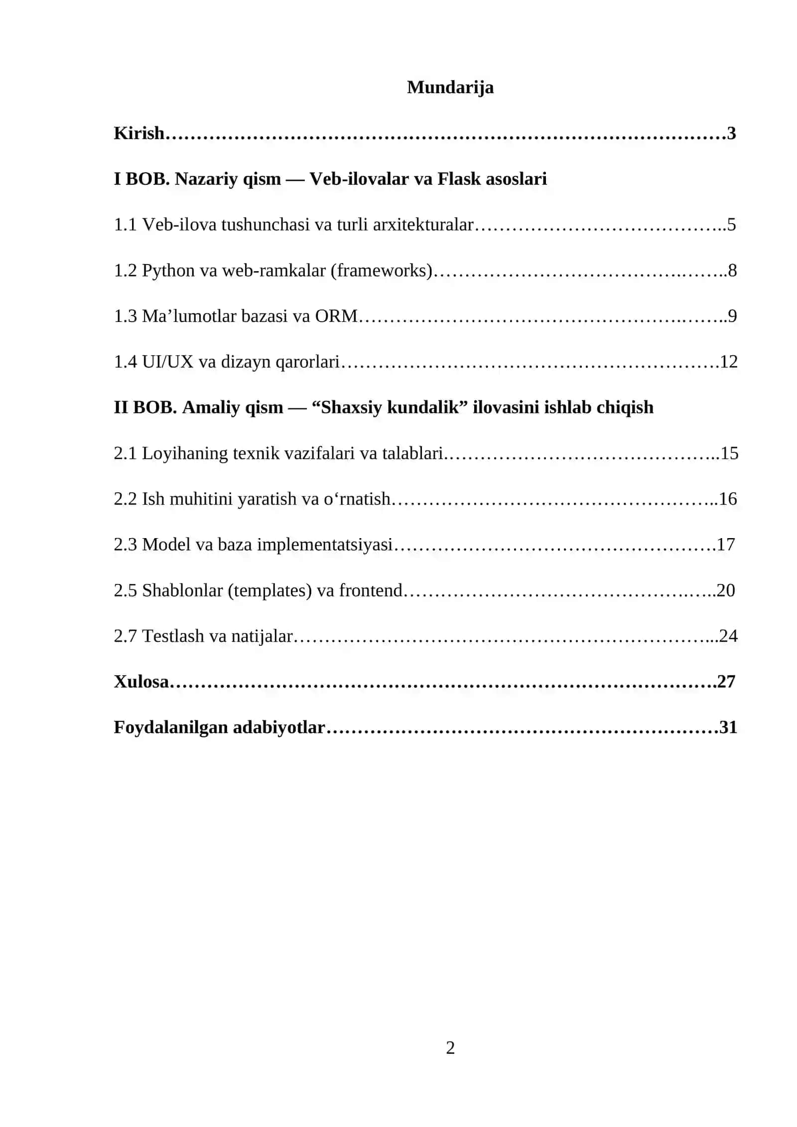SHAXSIY KUNDALIK SAYTI YARATISH kurs ishi 2