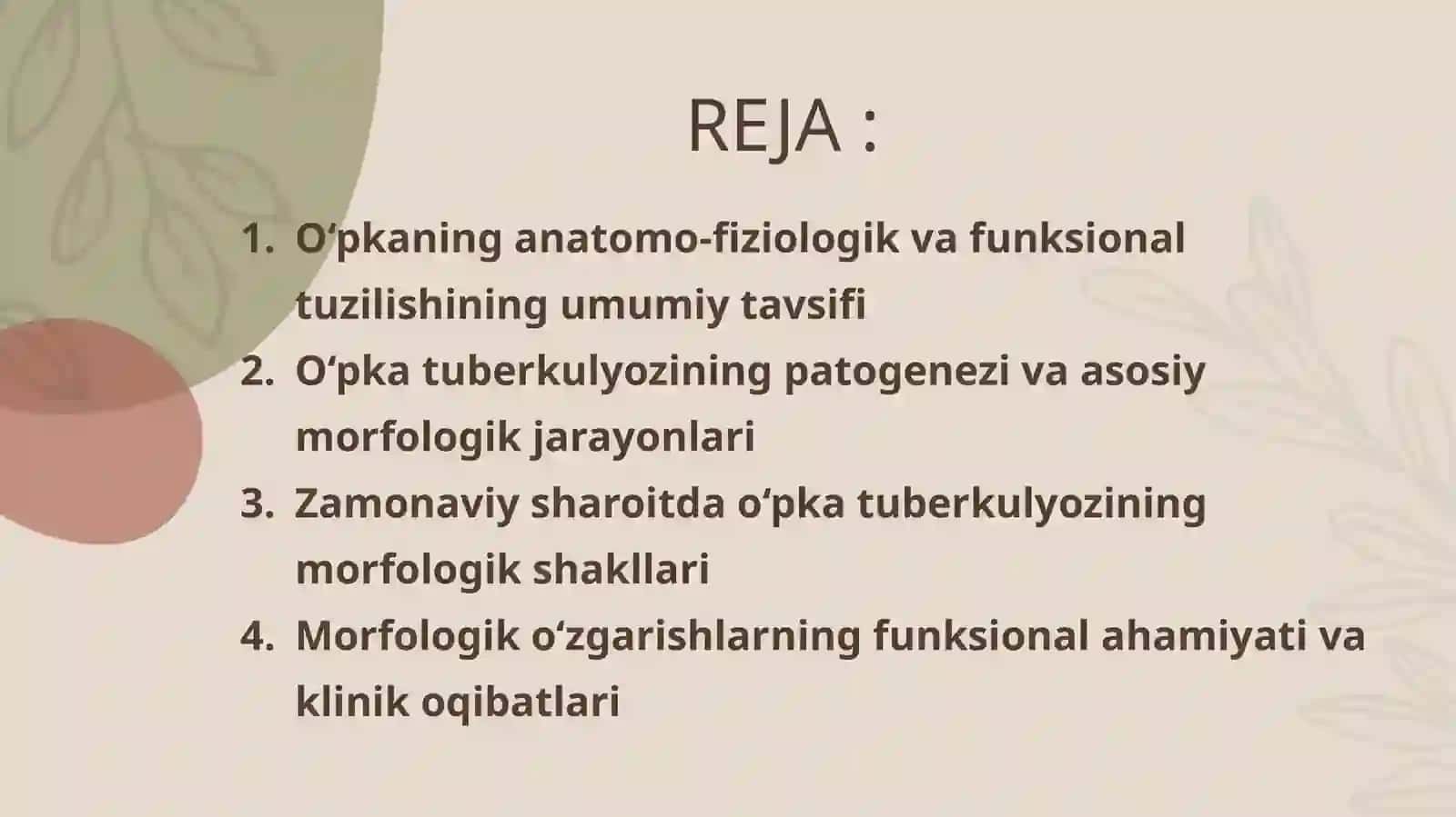 O‘pkaning funksional morfologiyasi. Zamonaviy sharoitda o‘pkatuberkulyozining morfologik ko‘rinishi 2