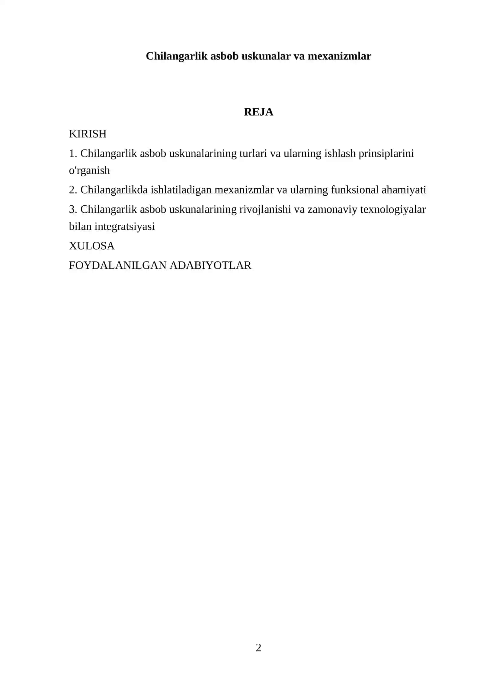 Chilangarlik asbob uskunalar va mexanizmlar 2