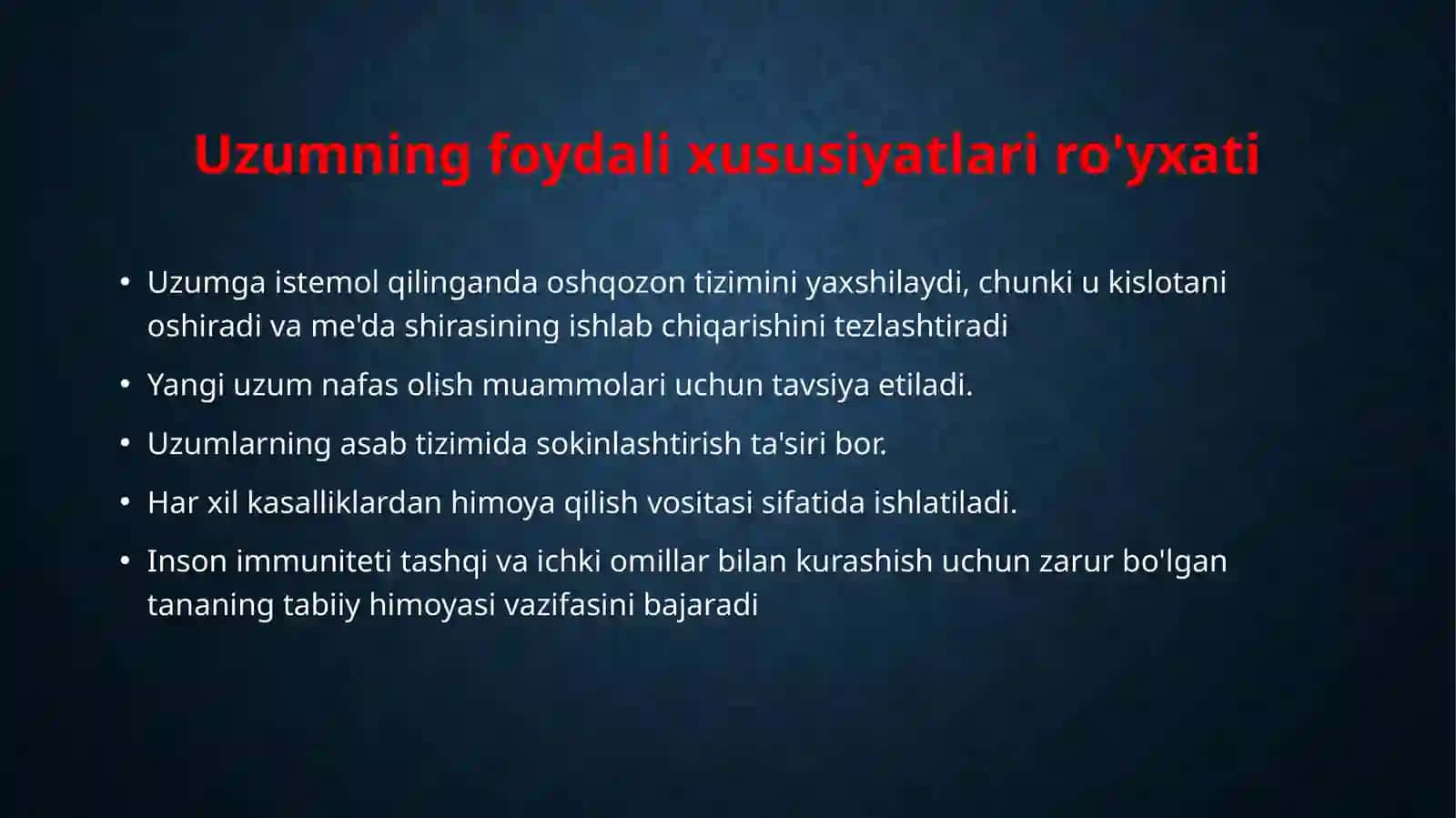 Meva  va uzumning fizik kiymoviy xususuyatlari 2