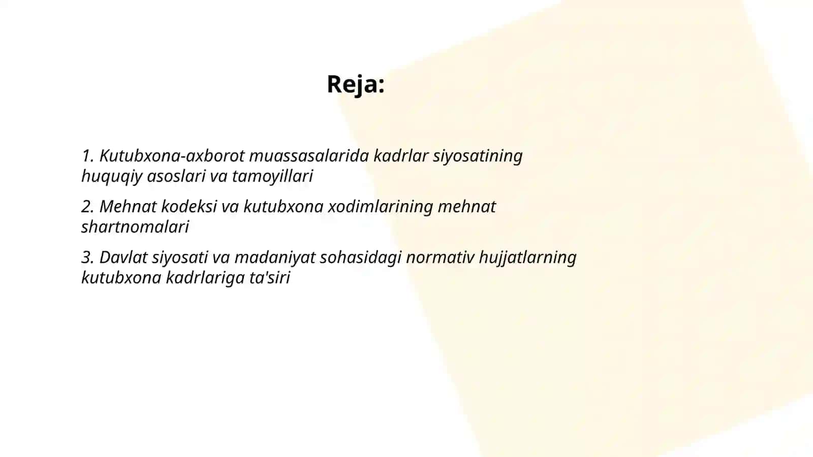 Kutubxona -axborot muassasalarida kadrlar siyosatini amalga oshirishning huquqiy asoslari 2