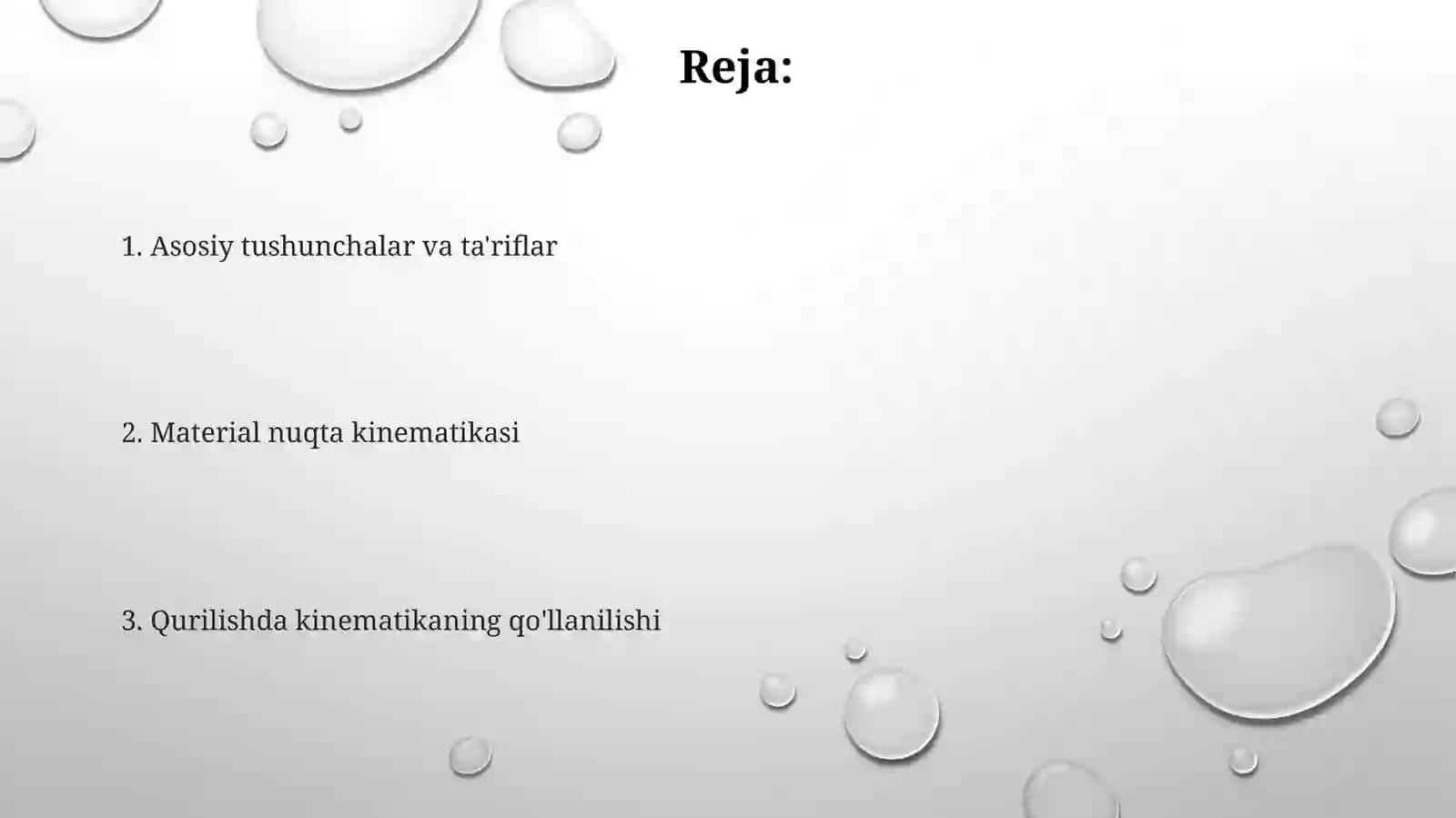 Qurilishda fizika faning asoslari. Moddiy nuqta kinematikasi 2