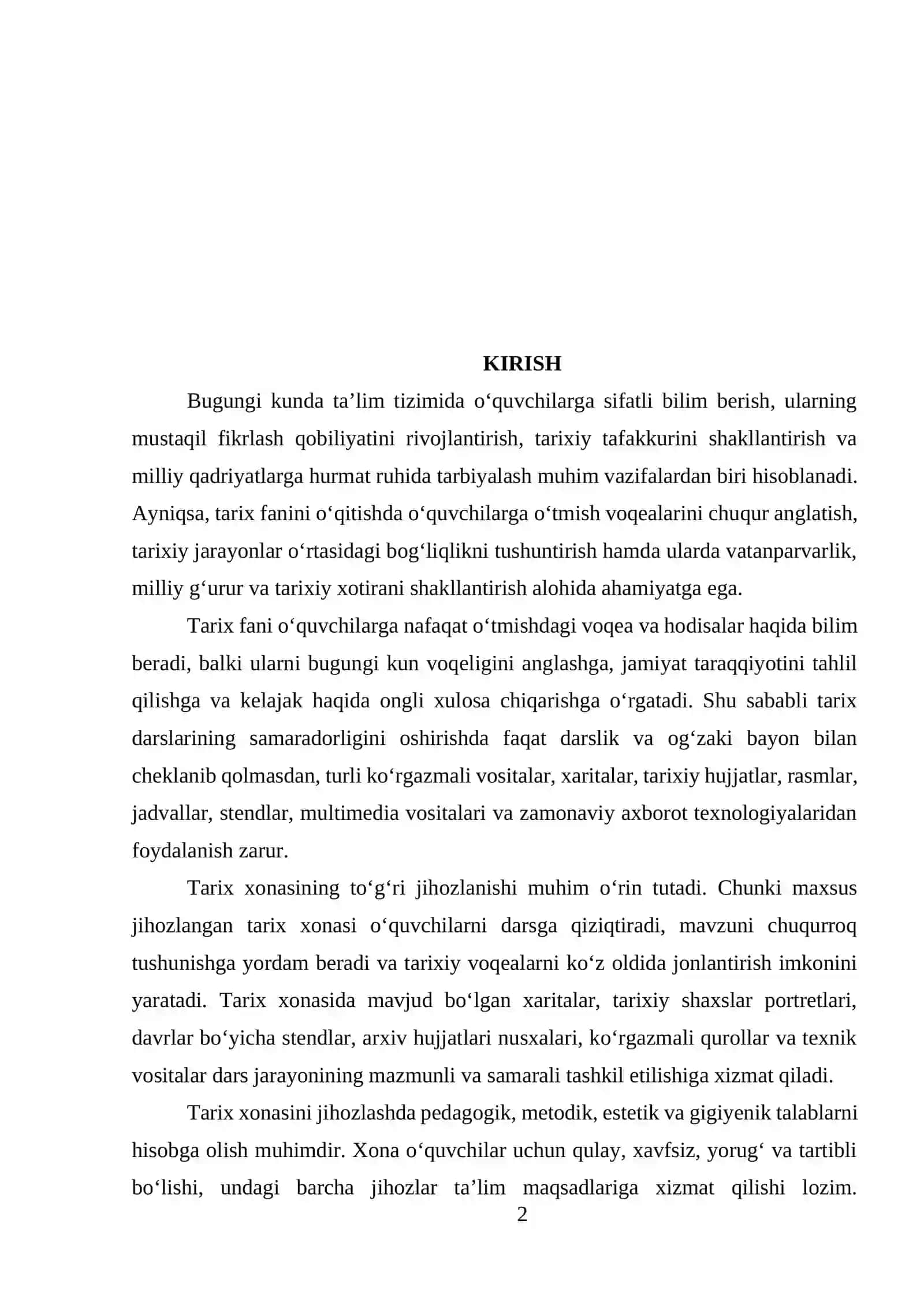 Tarix xonasini jihozlash 2