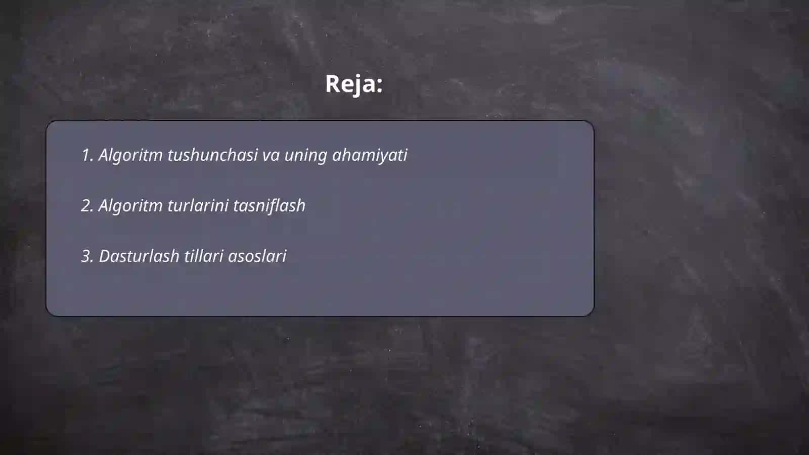 Algoritmlashtirish va dasturlash asoslari 2