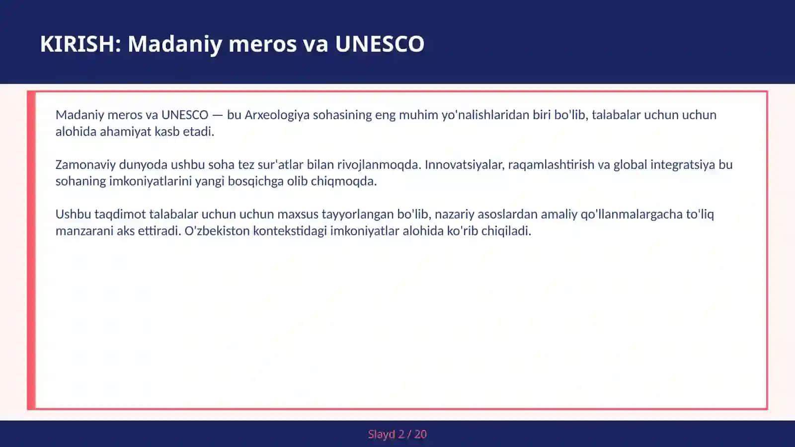 Madaniy meros va UNESCO 2