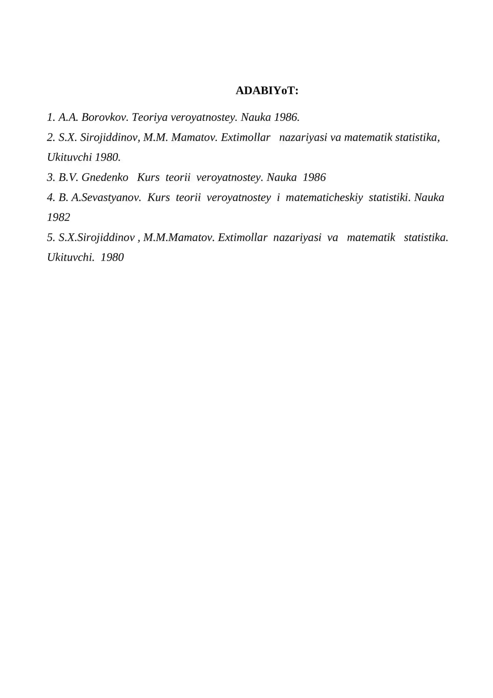 Tasodifiy mikdorlarning sonli xarakteristikalari 2