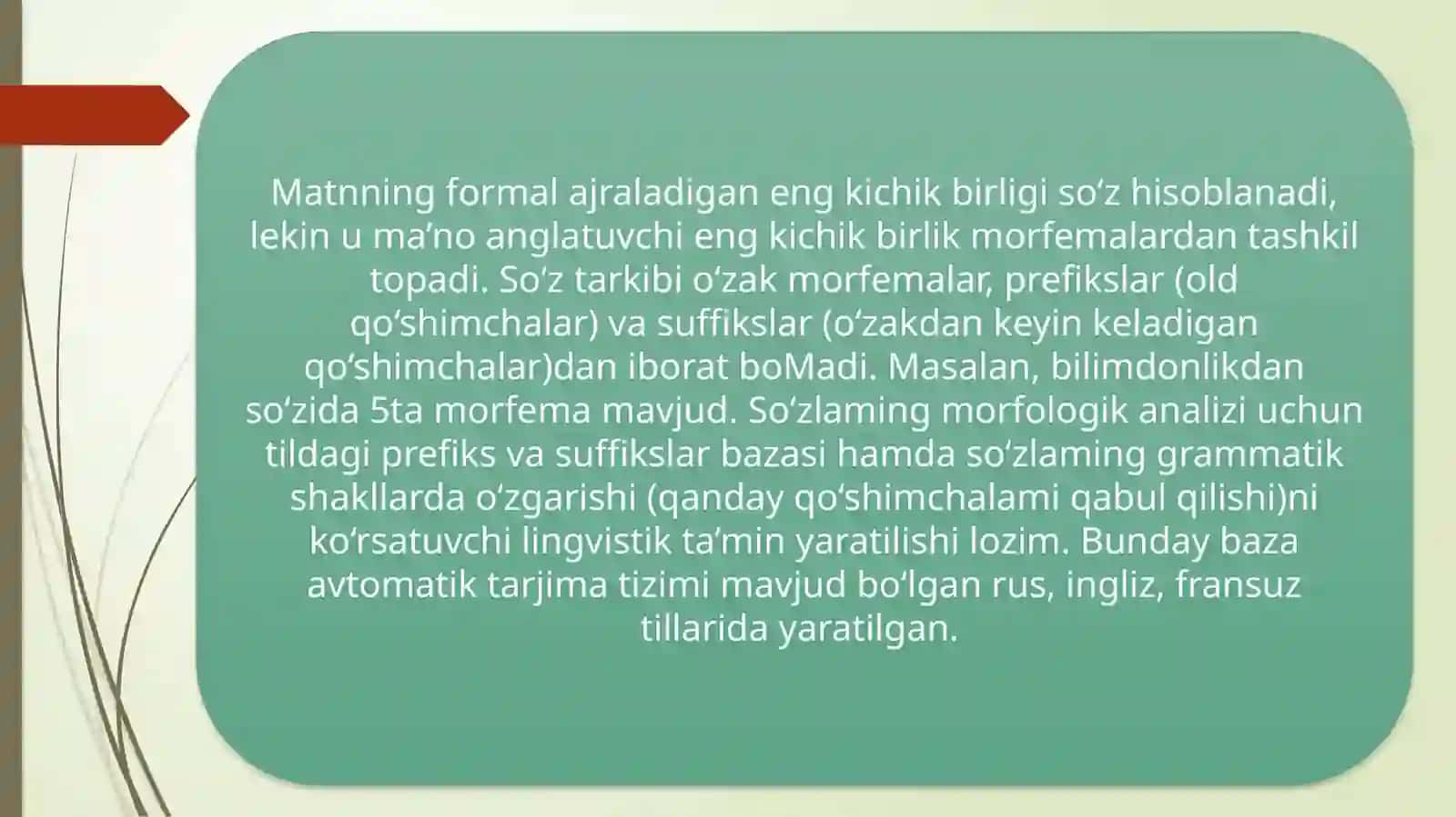 Mashina tarjimasi morfoanalizatori uchun o'zbek tilining morfologik modelini shakllantirish 2