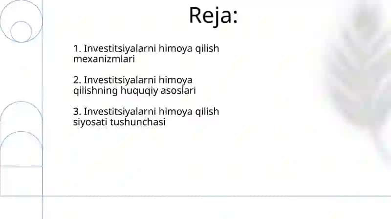 Investitsiyalarni himoya qilish siyosati 2