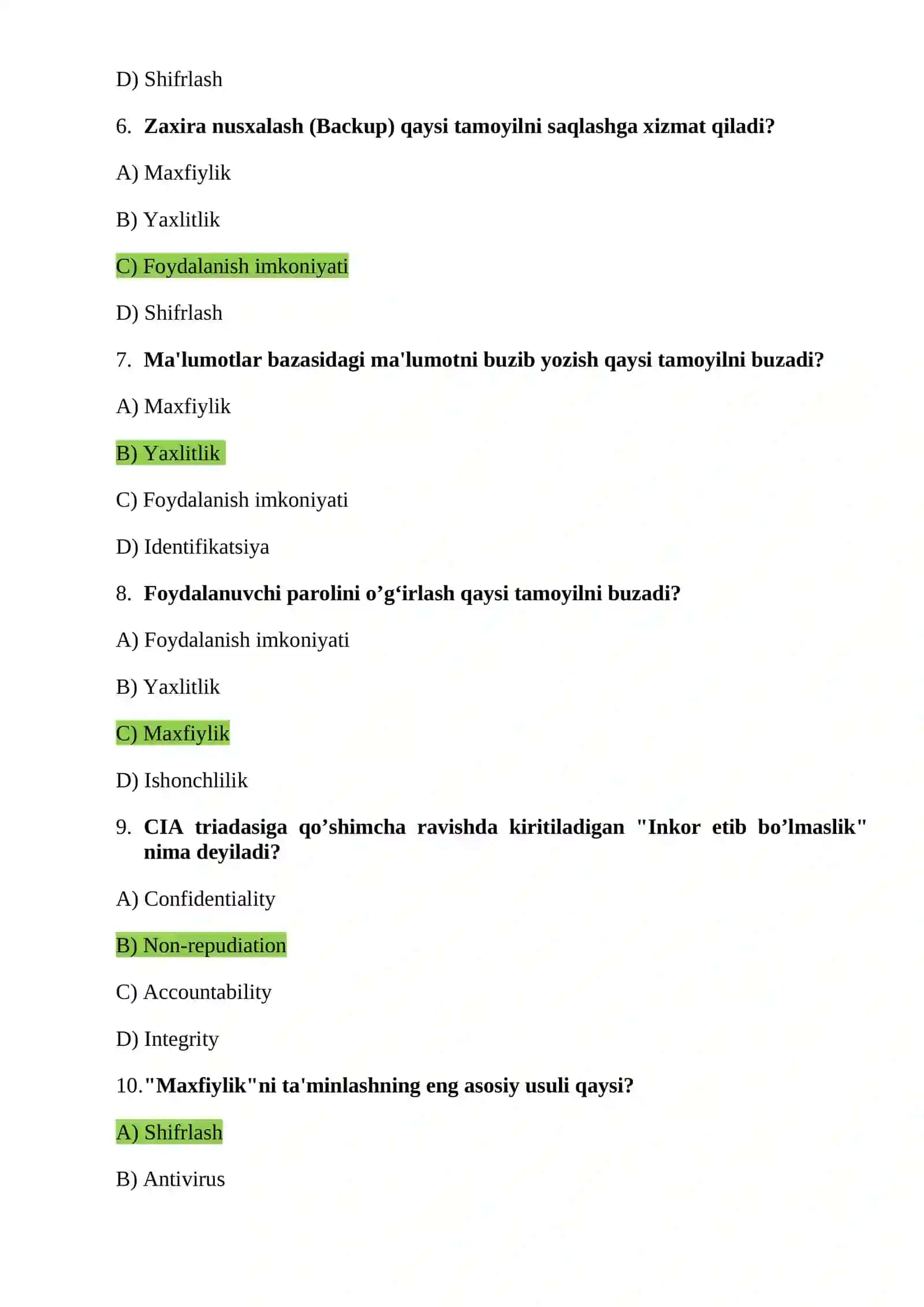 Axborot xavfsizligining asosiy tamoyillari (CIA triadasi) 2