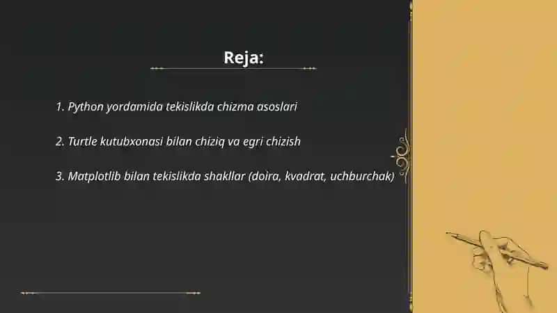 Tekislikda chizma va shakllar chizish(python) 2
