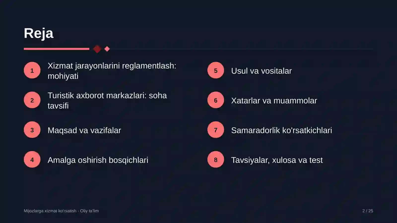 turistik axborot markazlarida xizmat ko'rsatish jarayonlarini reglamentlash 6717 2