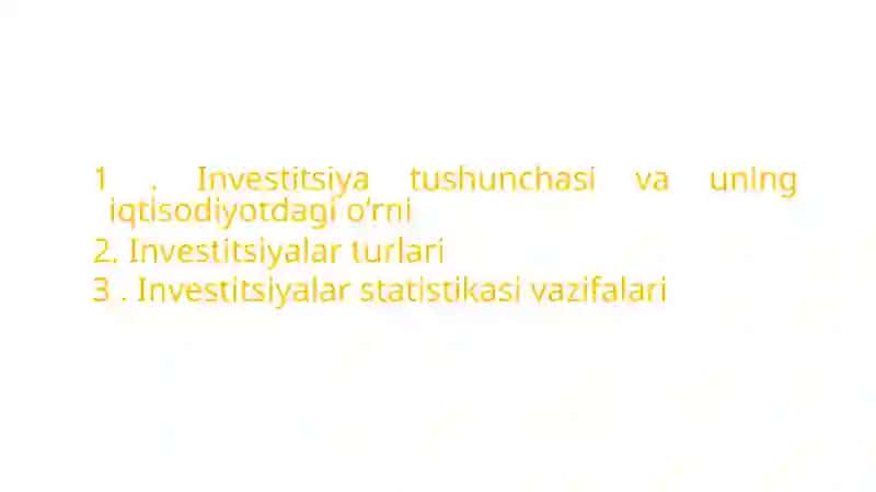Investitsiyalar Statistikasi va Tarmoqlar Bo‘yicha Taqsimoti 2