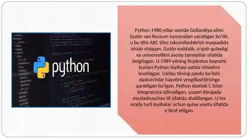 Python dasturlash tilining tarixi 2