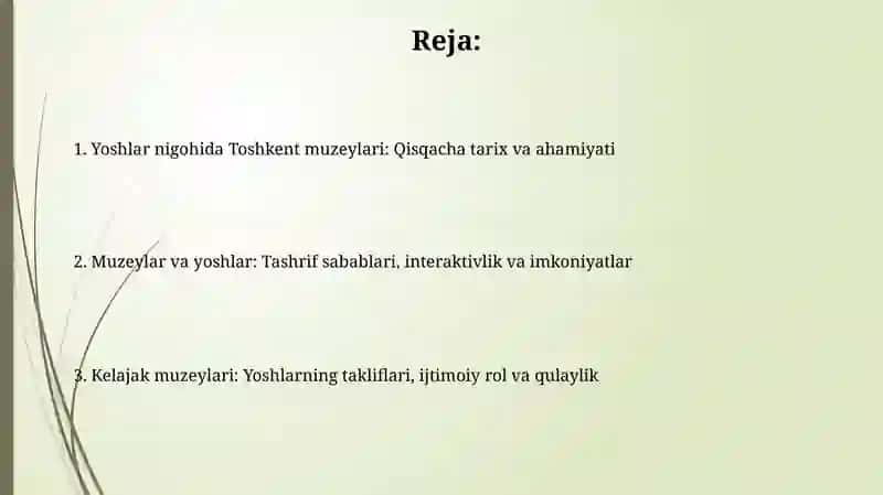 8.Toshkent shahrida joylashgan muzeylar Respublika yoshlar nigohida 2