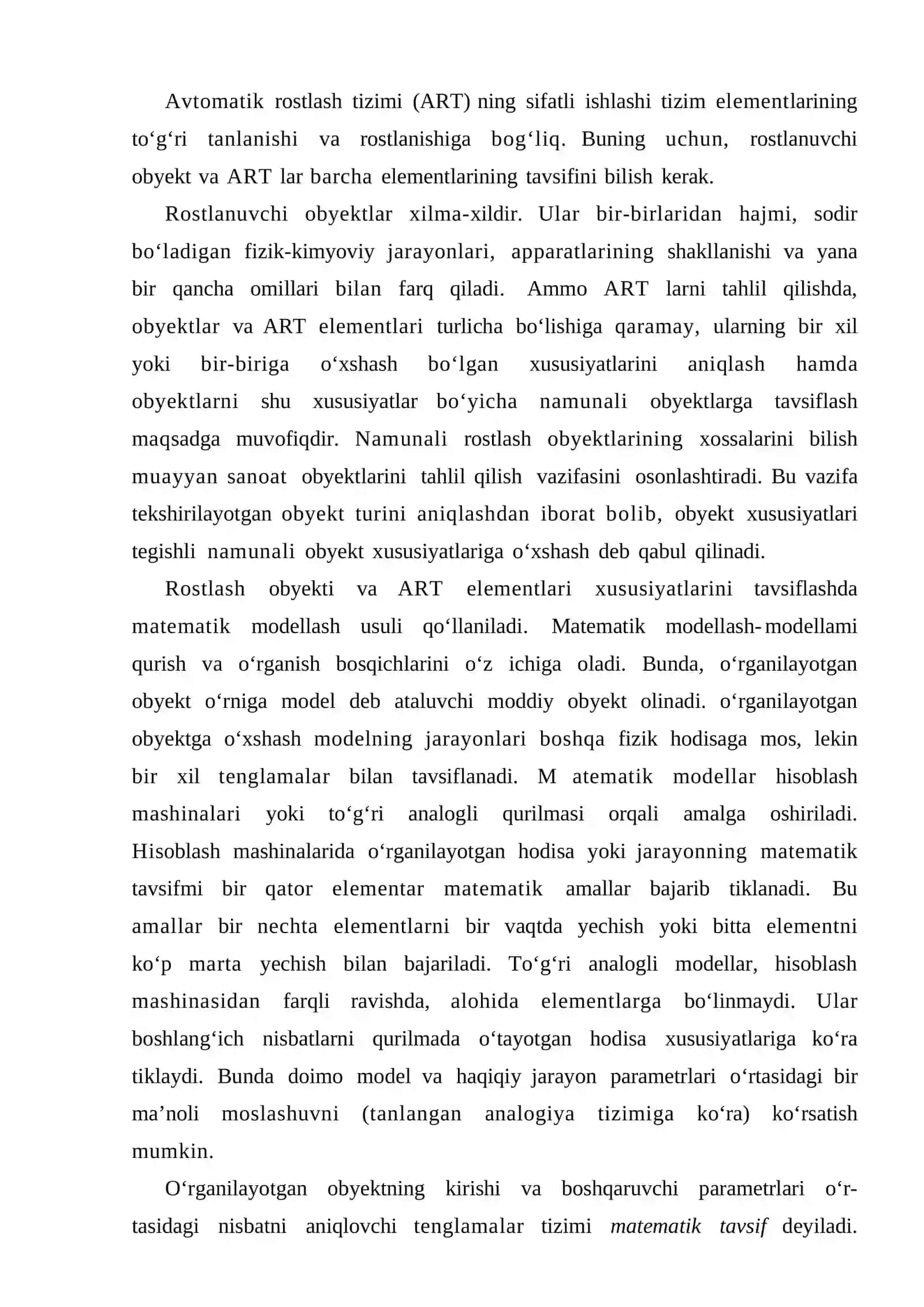 Obyektlarning tavsiflanishi 2