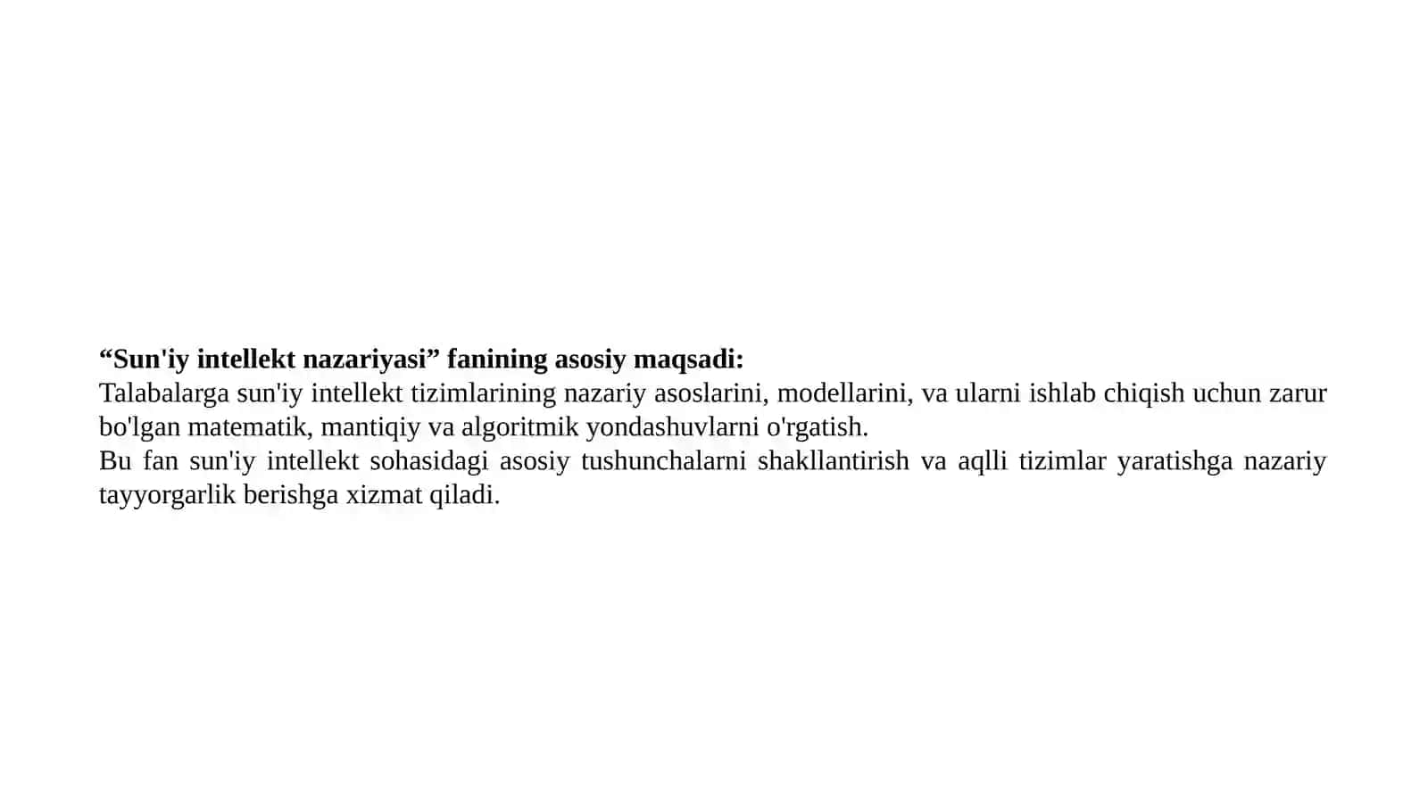 Sun'iy intellekt nazariyasi 2