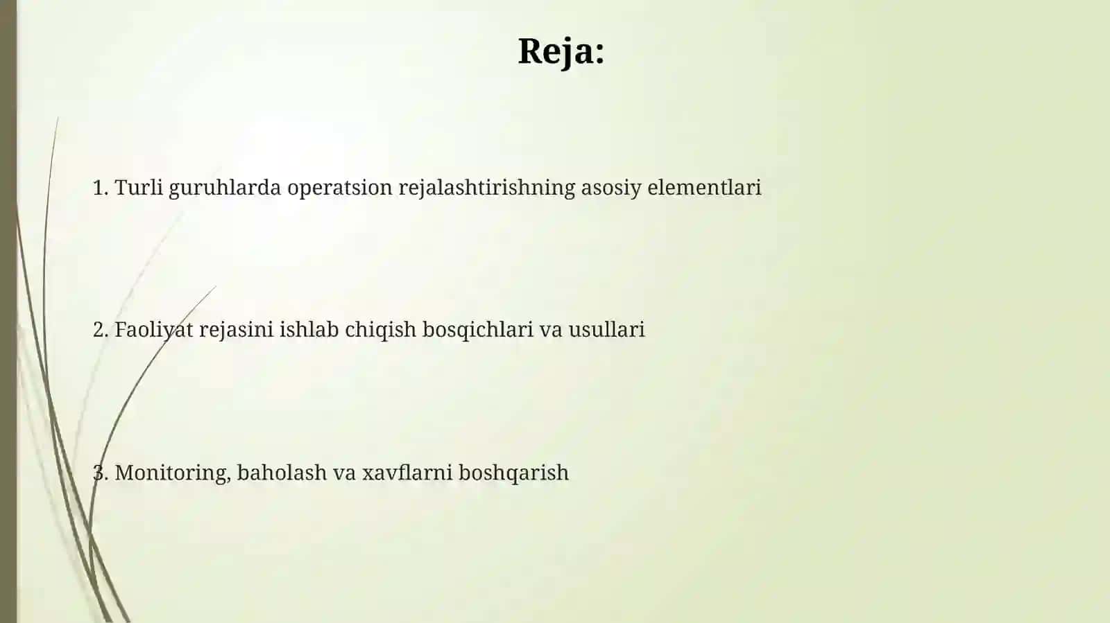 Turli guruhlarda faoliyat rejalashtirishning asosiy tamoyillari 2