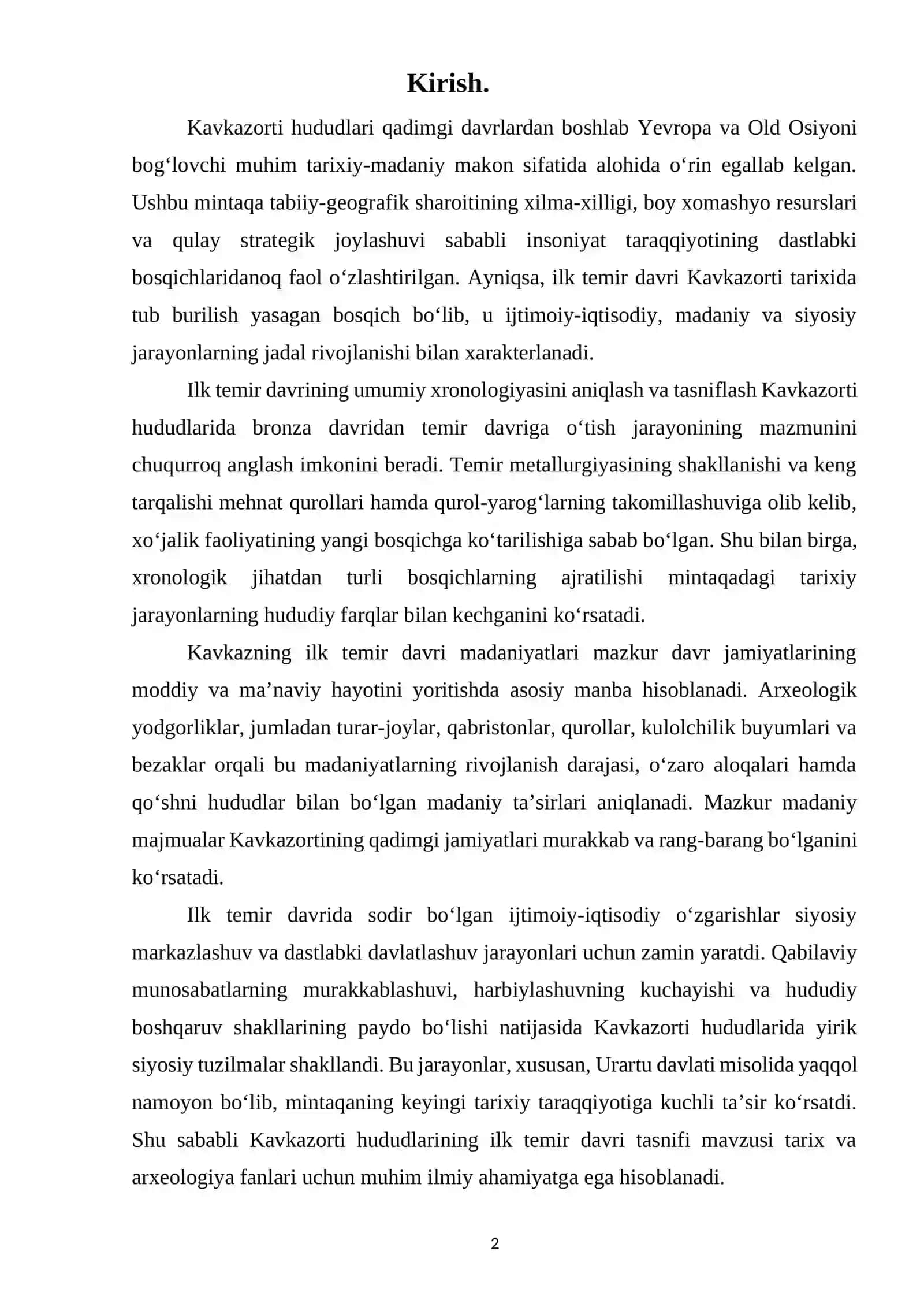 Kavkazorti hududlarining ilk temir tasnifi 2