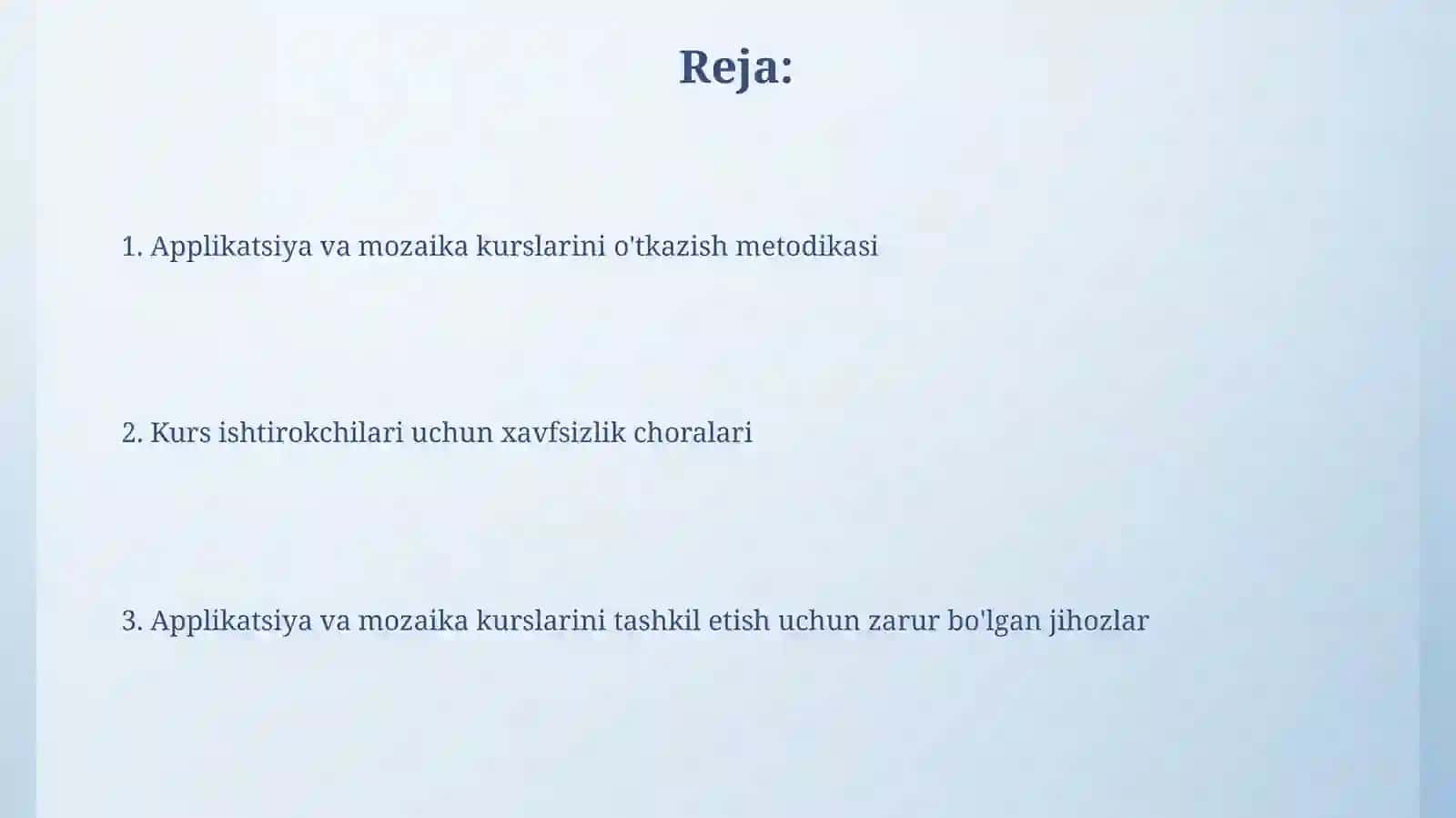 Applikatsiya va mozaika bilan ishlash darslarini to'g'ri tashkilotishtalablari 2