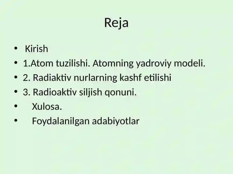Atom fizikasi. Radioaktivlik. radioaktivlik. Radioaktiv siljish qonuni 2