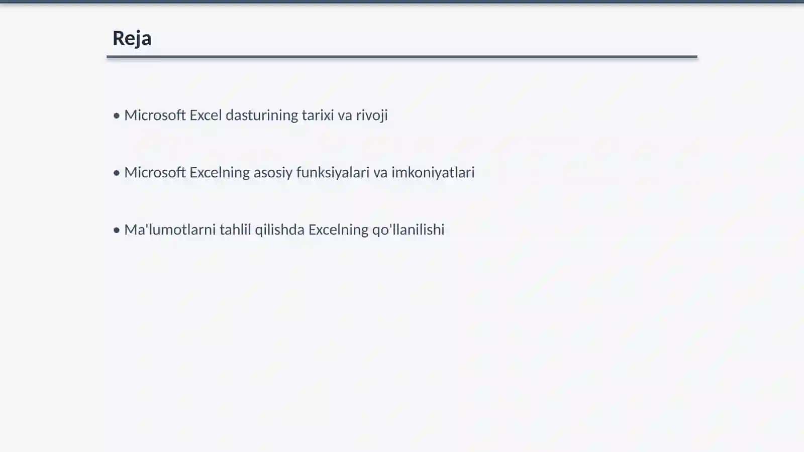 Microsoft Excel elektron jadval dasturi 2