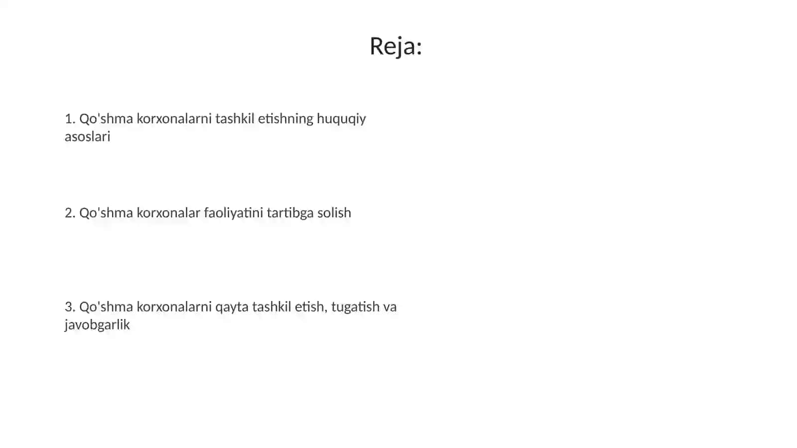 Respublikada qo'shma korxonalarni tashkil etishning meyoriy huquqiy asoslari 2