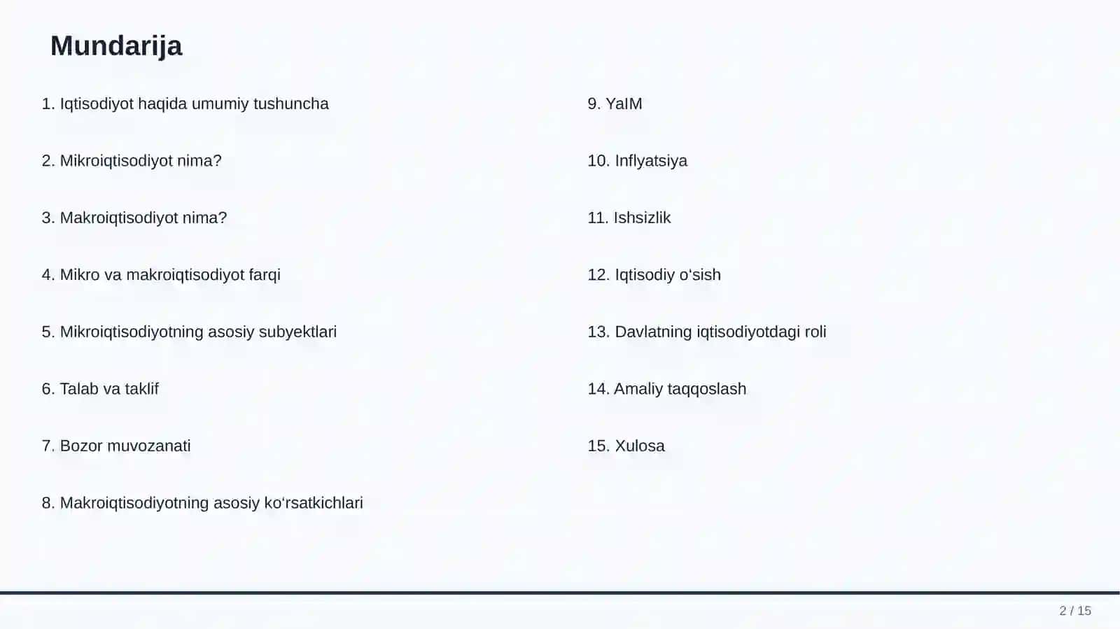 MAKROIQTISODIYOT VA MIKROIQTISODIYOT 2