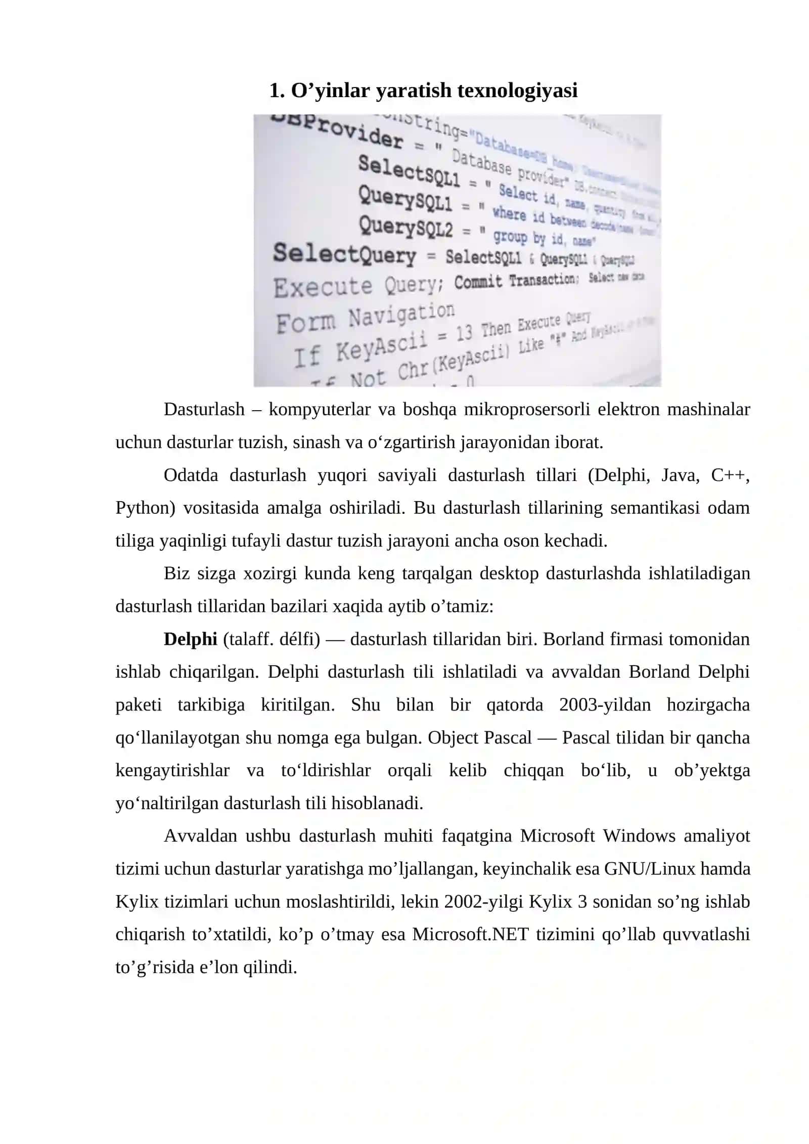 O’yinlar yaratish va foydalanish 2