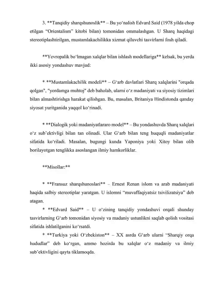 Madaniyatshunoslik asoslari fanidan savollar toʻplami. 2