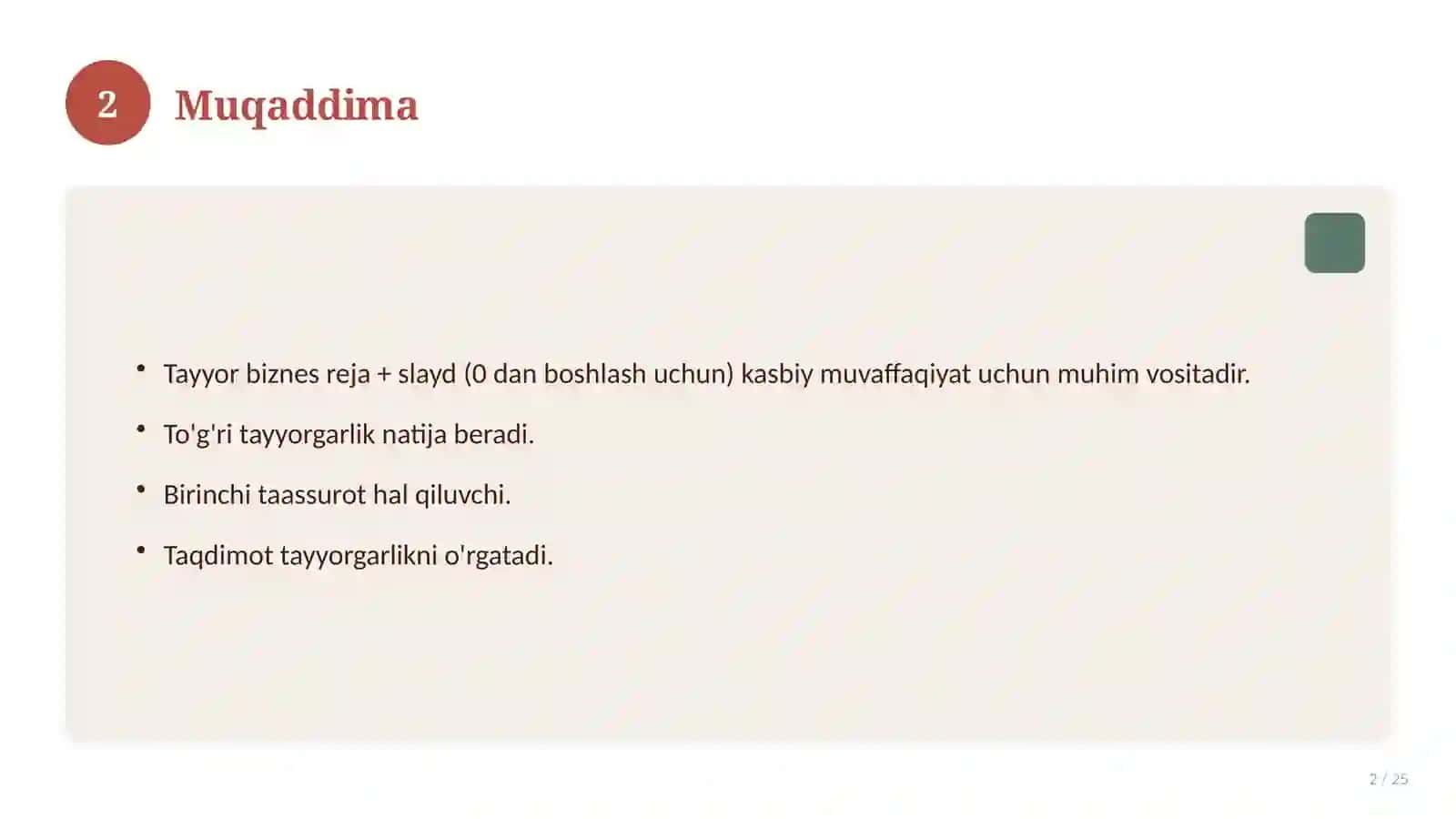 Tayyor biznes reja + slayd (0 dan boshlash uchun) 2