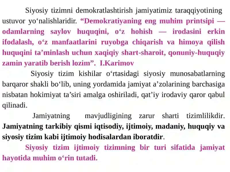 Davlat va Jamiiyatning Siyosiy Tizimi 2
