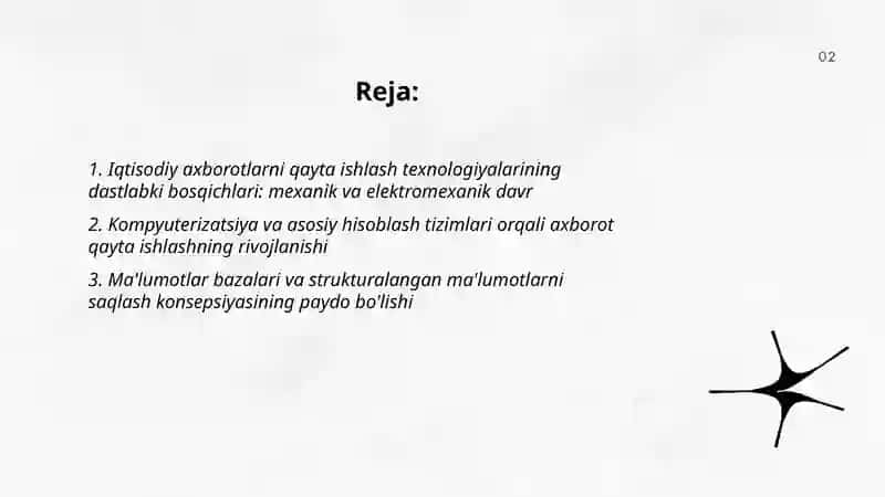 Iqtisodiy axborotlarni qayta ishlash texnologiyalari 2