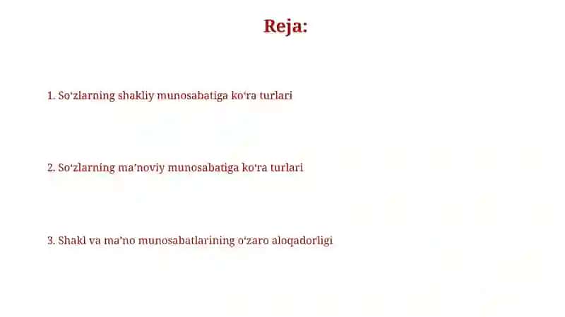 Lugʻat tarkibining shakl va ma’no munosabatlari 2