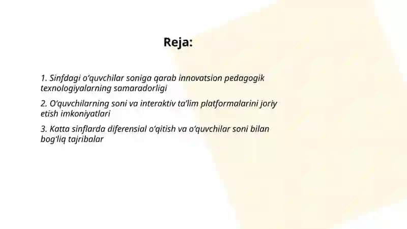 Boshlanğich taʼlimda innovatsion jarayonlar oʻquvchilarning soni 2