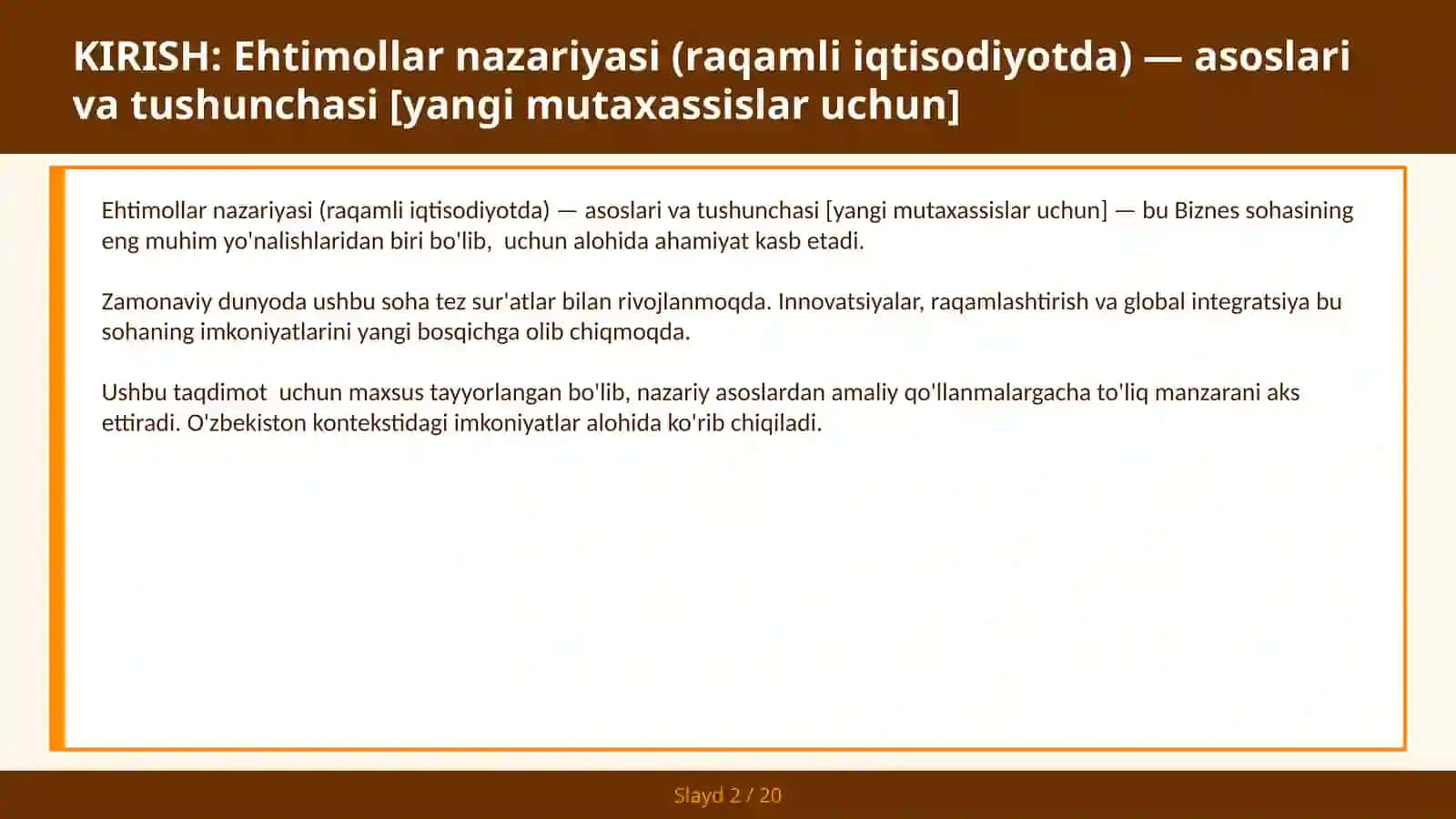 Ehtimollar nazariyasi (raqamli iqtisodiyotda) — asoslari va tushunchasi [yangi mutaxassislar uchun] 2