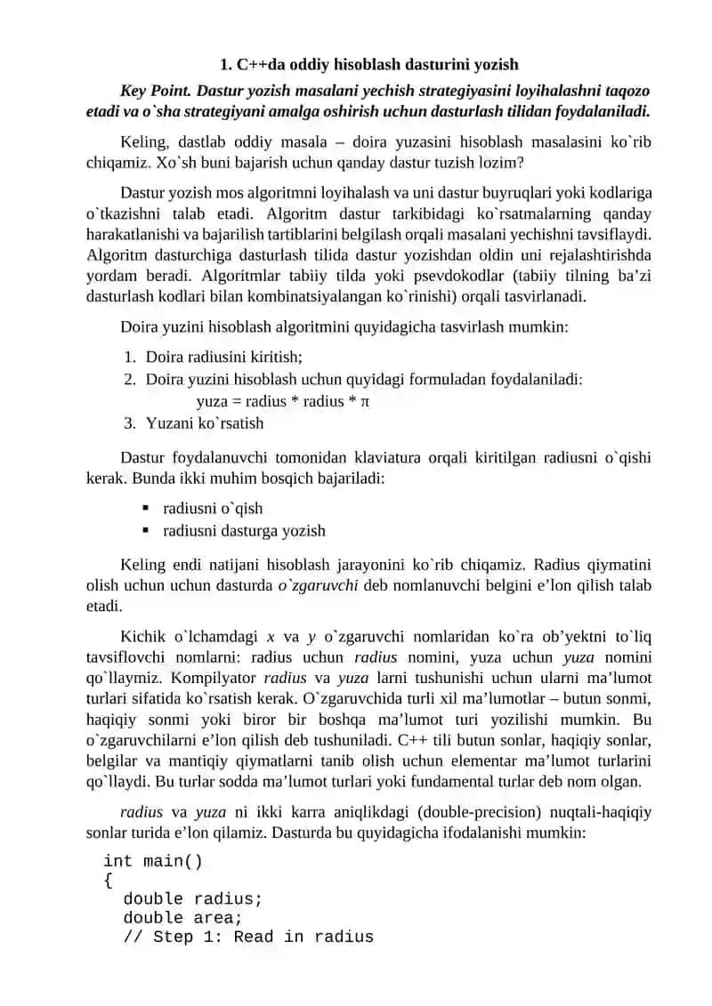 Dasturlashning Elementar Tushunchalari 2